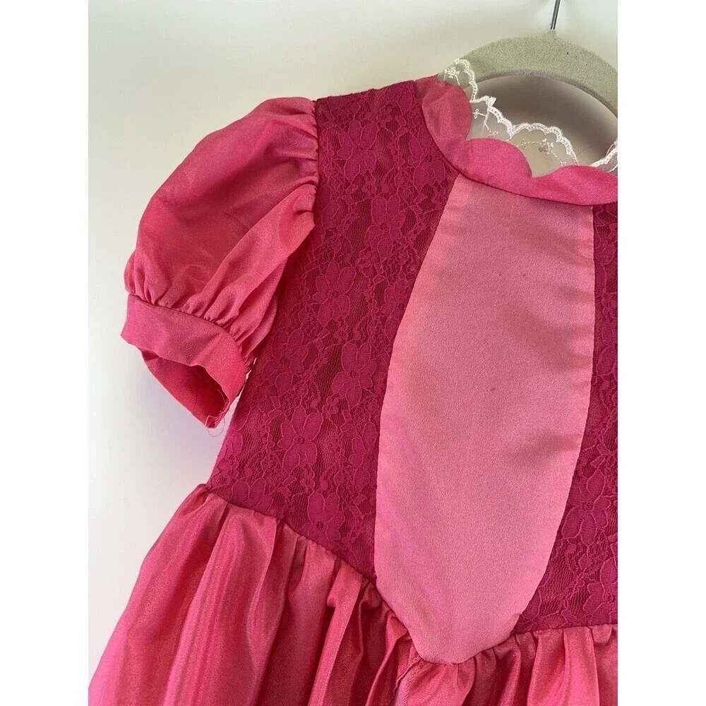 Super Mario Princess Peach Pink Dress Costume‎ Long Zip Layered Girls 140 10/12